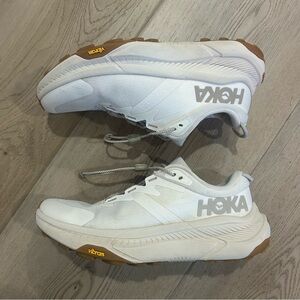 Hoka One One Womens Transport Eggnog Beige Hiking Trail Sneakers Vibram Sole 6B